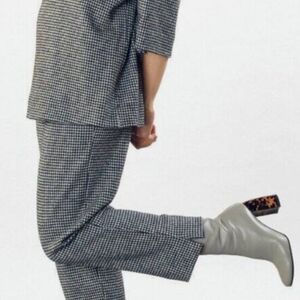 NWT Bryn Walker Houndstooth Wool Blend Cropped Pants Small Pull-on Elastic Waist